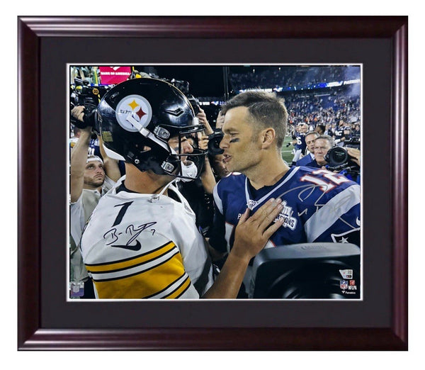 Tom Brady Ben Roethlisberger Signed 16x20 Framed Photo Autograph Fanatics COA