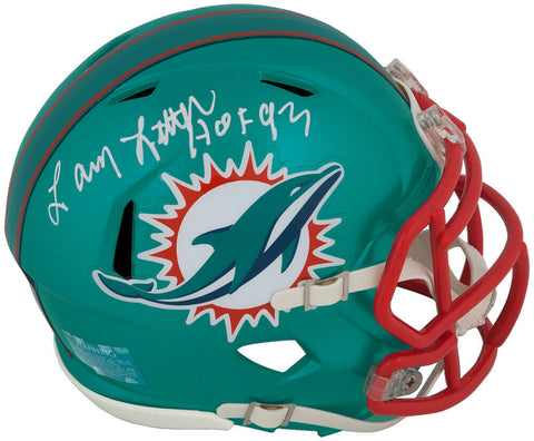 Larry Little Signed Dolphins FLASH Riddell Speed Mini Helmet W/HOF'93 - (SS COA)