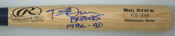 Brewers ROB DEER Signed Blonde Name ENGRAVED Rawlings Big Stick Bat AUTO