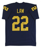 TY Law Signed Michigan Wolverines Jersey (Beckett) Patriots 1st Round Pk 1995