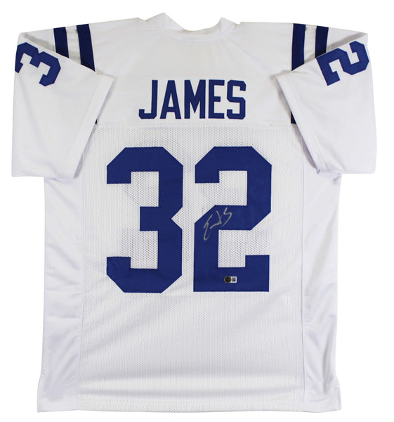 Edgerrin James Authentic Signed White Pro Style Jersey Autographed BAS Witnessed