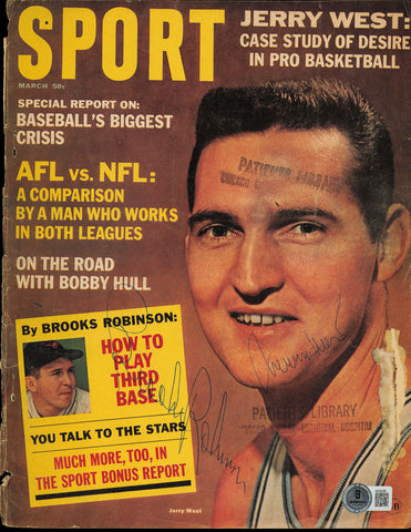 Jerry West & Brooks Robinson Autographed Sport Magazine Cover Beckett #AE08285
