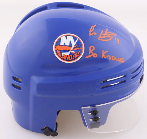 Bo Horvat Signed New York Islanders Mini Helmet Inscribed "Bo Knows" / Fanatics