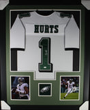 JALEN HURTS (Eagles white TOWER) Signed Autographed Framed Jersey JSA