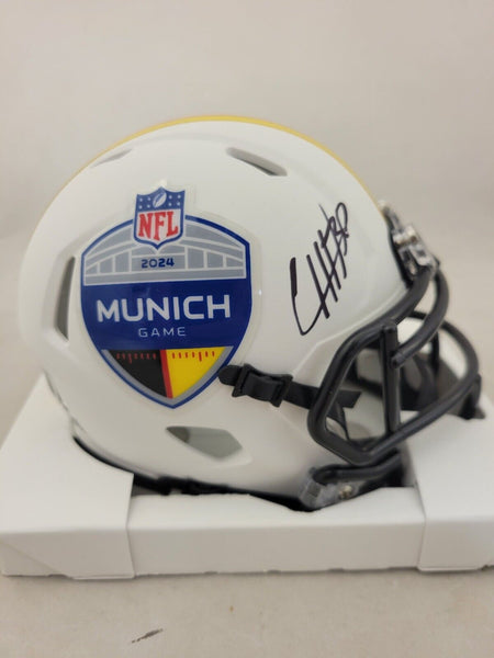 CHUBA HUBBARD (CAROLINA PANTHERS) SIGNED NFL MUNICH GAMES SPEED MINI HELMET BAS