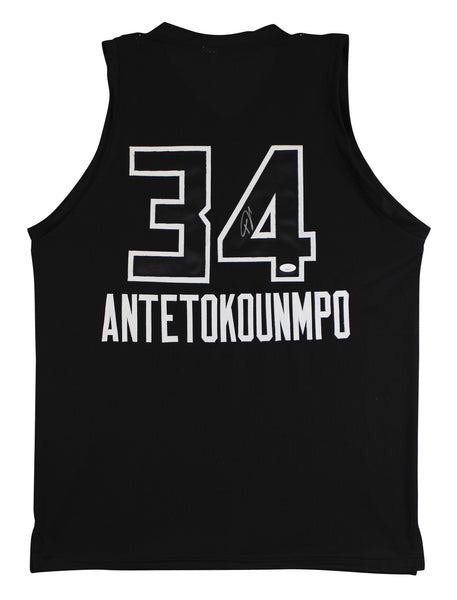 Giannis Antetokounmpo Signed Black Pro Style Jersey w/ Black Numbers JSA