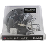 Troy Aikman Autographed/Signed Dallas Cowboys Slate Mini Helmet Fanatics 50318