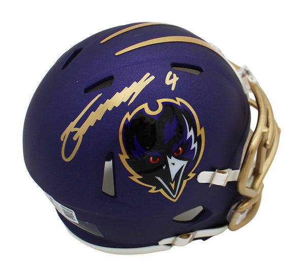 Zay Flowers Signed Baltimore Ravens Speed Alternate 2024 NFL Mini Helmet