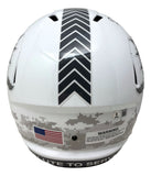 De'Von Achane Signed Dolphins FS Salute To Service Replica Speed Helmet BAS