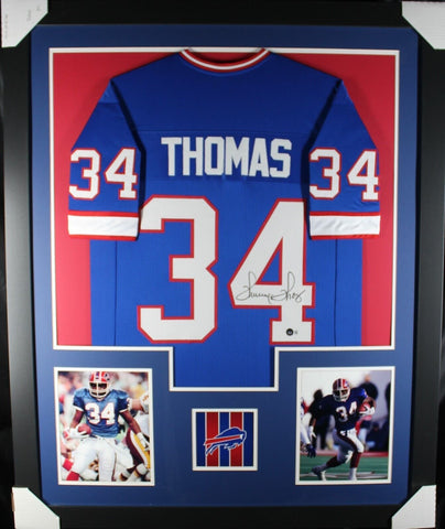 Thurman Thomas (Bills blue TOWER) Signed Autographed Framed Jersey Beckett