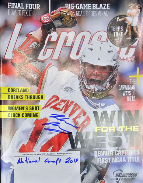 Wesley Berg Autographed & Inscribed Lacrosse Magazine -- Denver Pioneers DU
