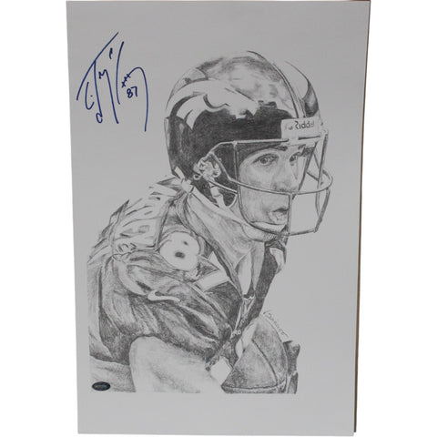 Ed McCaffrey Autographed Denver Broncos 11x17 Photo Mounted Memories 51342