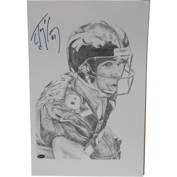 Ed McCaffrey Autographed Denver Broncos 11x17 Photo Mounted Memories 51342