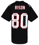 Andre Rison Signed Black T/B Custom Football Jersey w/5-Insc - (SCHWARTZ COA)