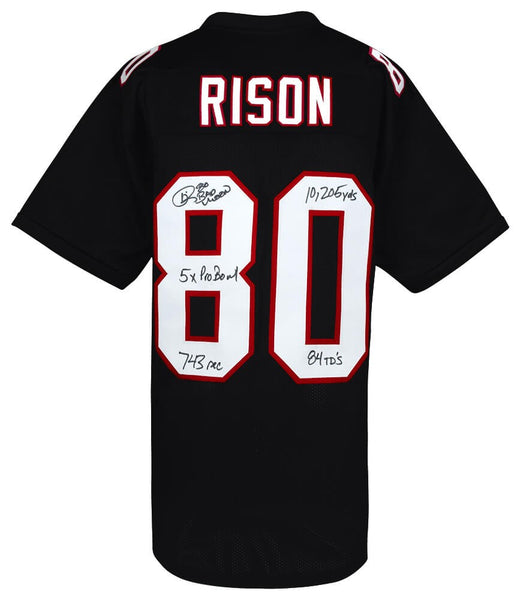 Andre Rison Signed Black T/B Custom Football Jersey w/5-Insc - (SCHWARTZ COA)