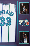 FRAMED CHARLOTTE HORNETS ALONZO MOURNING SIGNED JERSEY JSA COA