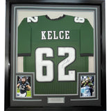Framed Autographed/Signed Jason Kelce 33x42 Philadelphia Green Jersey PSA COA
