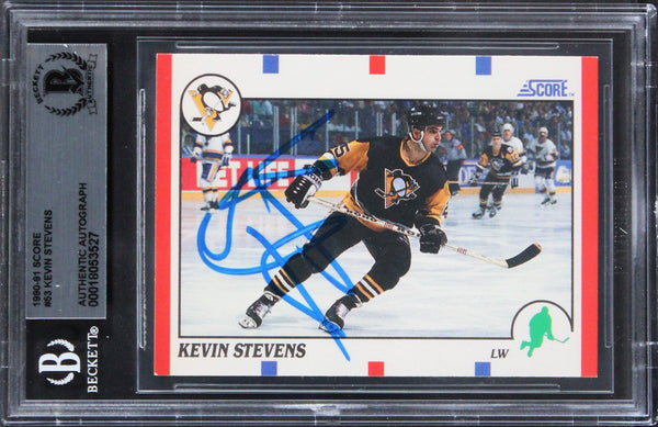 Penguins Kevin Stevens Authentic Signed 1990 Score #53 Card BAS Slabbed
