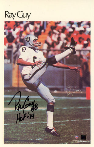 Ray Guy Autographed Oakland Raiders Mini Poster 35/50 HOF JSA 46181