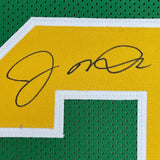 Framed Autographed/Signed Joe Montana 35x39 Notre Dame Green Jersey JSA COA