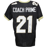 Deion Sanders Autographed/Signed College Style XL Black Jersey Beckett W 53323