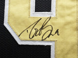 SAINTS DREW BREES AUTOGRAPHED SIGNED FRAMED BLACK JERSEY BECKETT WITNESS 214094
