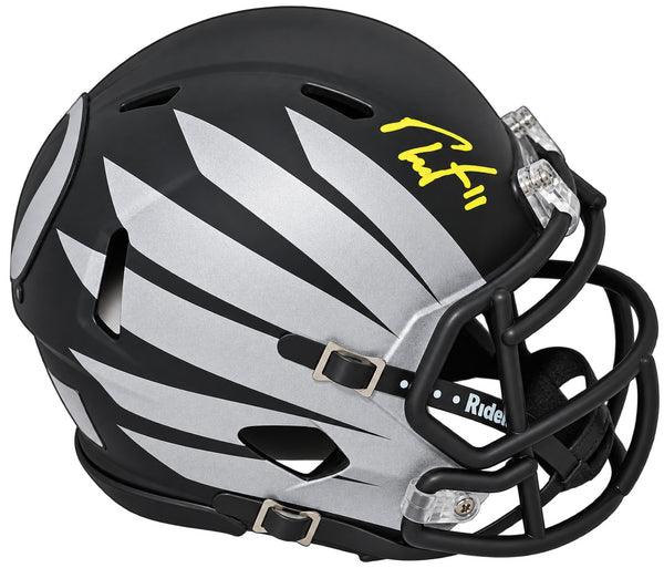 TROY FRANKLIN SIGNED OREGON DUCKS BLACK WINGS SPEED MINI HELMET BECKETT