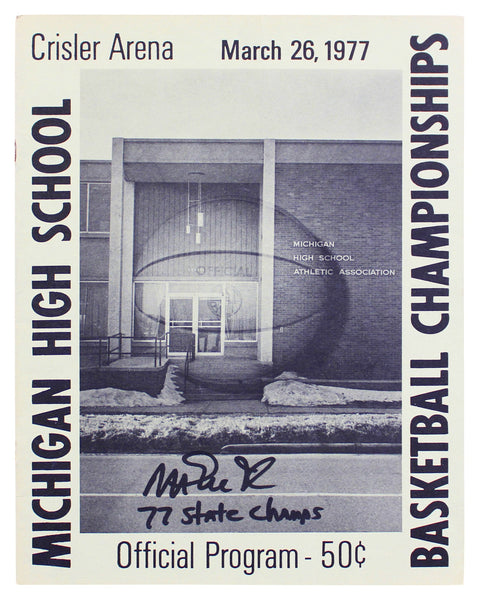 Magic Johnson Signed 1977 Michigan High School Championships Program BAS Wit 1