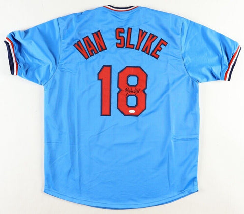 Andy Van Slyke Signed St. Louis Cardinals Throwback Jersey (JSA COA) 3xAll-Star