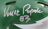 Vince Papale Eagles Signed/Autographed Green Mini Football Helmet Beckett 199607