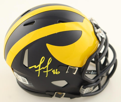 Mario Manningham Signed Michigan Wolverines Mini-Helmet (Beckett) NY Giants W.R