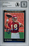 Joe Montana Autographed 1993 Pinnacle #277 Trading Card Beckett 10 Slab 37560