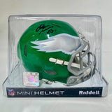 Autographed/Signed Quinyon Mitchell Eagles Kelly Green Mini Helmet JSA COA