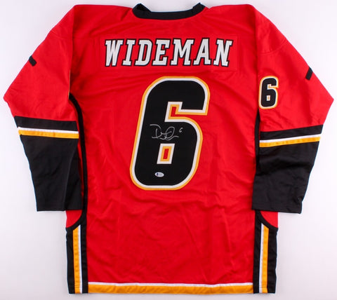 Dennis Wideman Signed Flames Jersey (Beckett) Abuse of a Linesman Incident