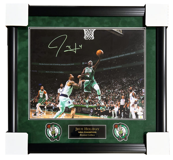 Jrue Holiday Celtics Signed NBA Finals Lay Up 16x20 Matted & Framed Photo JSA