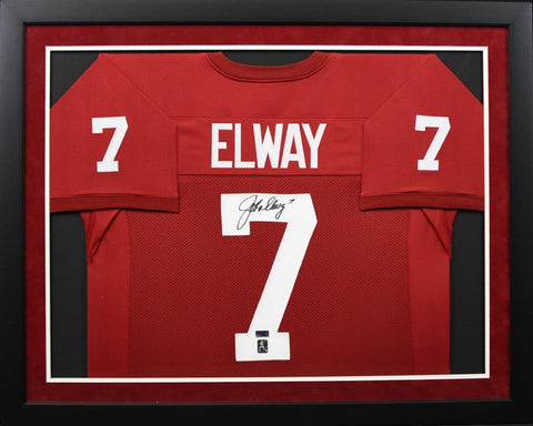 JOHN ELWAY AUTOGRAPHED STANFORD CARDINAL #7 FRAMED JERSEY COA
