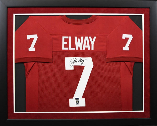 JOHN ELWAY AUTOGRAPHED STANFORD CARDINAL #7 FRAMED JERSEY COA