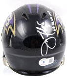 Joe Flacco Signed Baltimore Ravens Speed Mini Helmet w/SB MVP-Beckett W Hologram