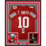 FRAMED Autographed/Signed TROY SMITH 33x42 Heisman 06 Ohio Red Jersey JSA COA