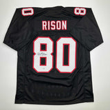 Autographed/Signed Andre Rison Atlanta Black Football Jersey Beckett BAS COA