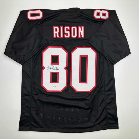 Autographed/Signed Andre Rison Atlanta Black Football Jersey Beckett BAS COA