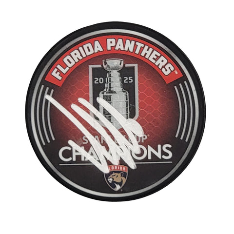 Aleksander Barkov Signed Panthers 2025 Stanley Cup Champions Hockey Puck Beckett