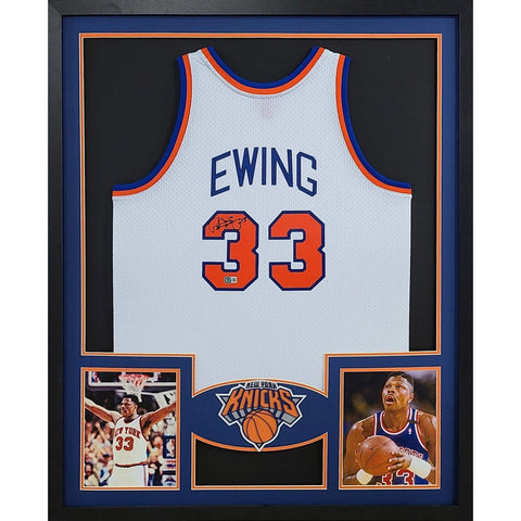 Patrick Ewing Autographed Signed Framed White New York Knicks Jersey BECKETT