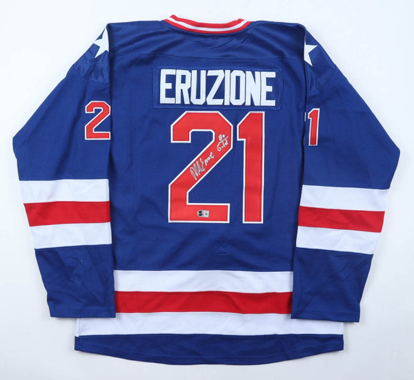 Mike Eruzione Signed Team USA Captain's Jersey Inscibd "80 Gold"/ Miracle on Ice