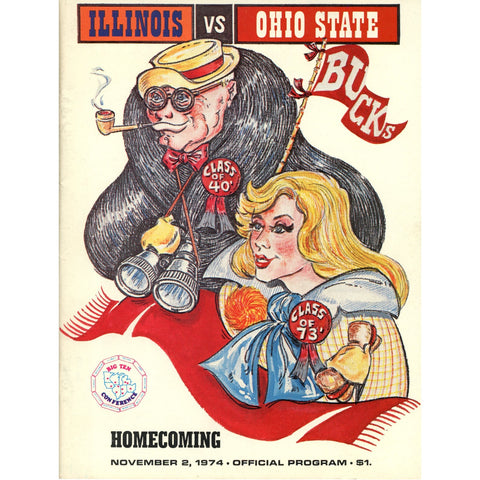 Ohio State Buckeyes vs Illinois Illini 11/2/1974 Homecoming Program 59289