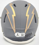 DERWIN JAMES JR. AUTOGRAPHED CHARGERS SLATE GRAY MINI HELMET BECKETT 230074