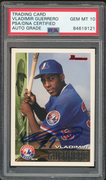 1995 Bowman #90 Vladimir Guerrero RC Rookie Expos PSA/DNA Auto Grade GEM MINT 10