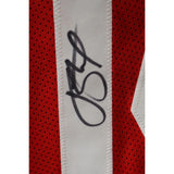 Joe Staley Autographed/Signed Red Pro Style Jersey Beckett 45976
