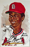 Lou Brock Autographed/HOF 85 Perez-Steele 8th Series Post Card No.190 - JSA COA