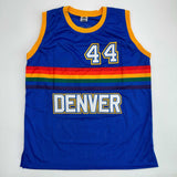 Autographed/Signed Dan Issel Denver Blue Retro Rainbow Basketball Jersey JSA COA